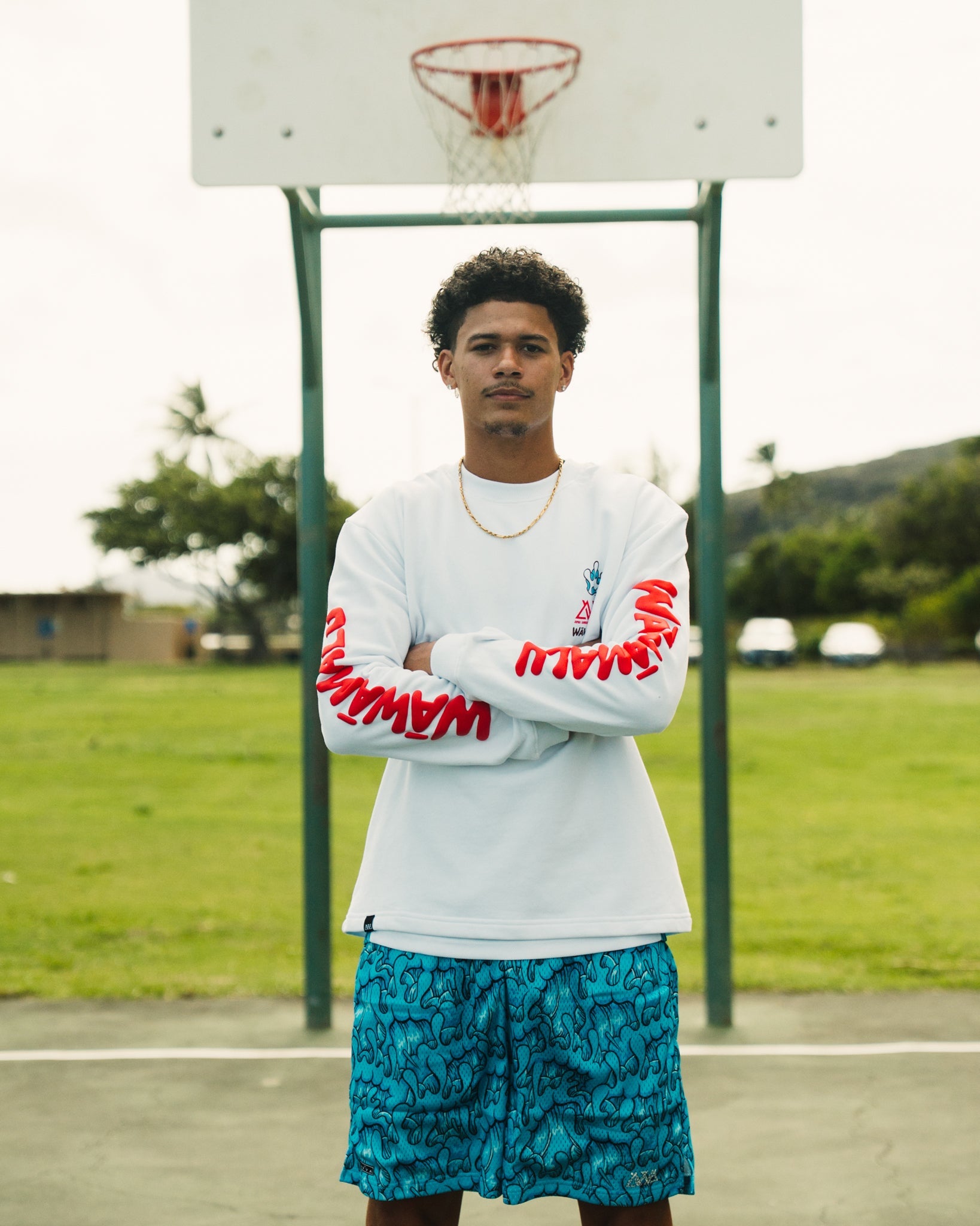 WAVY CAMO MESH SHORTS - Kai Blue