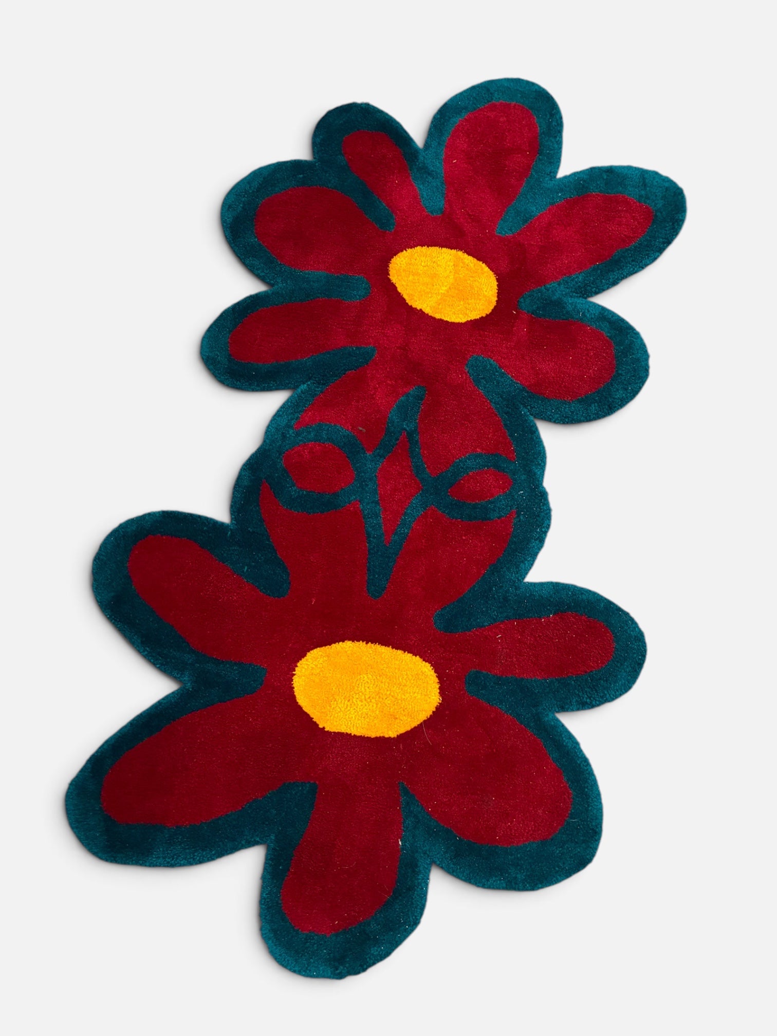 Hand Made Red Flower Rug